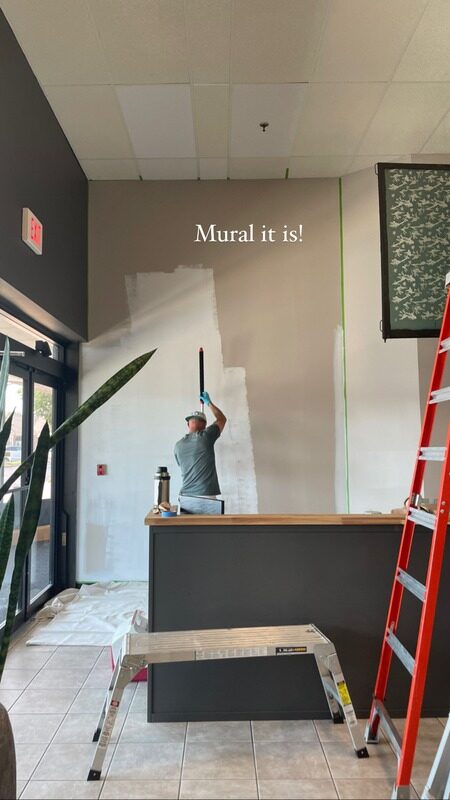 The River Gate Church lobby wall before painting began